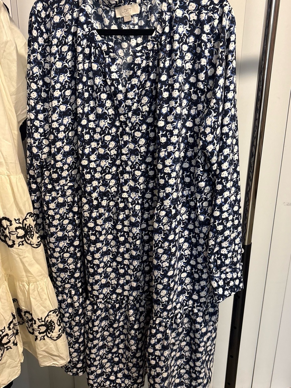 LOFT Navy and White Floral Maxi Skirt